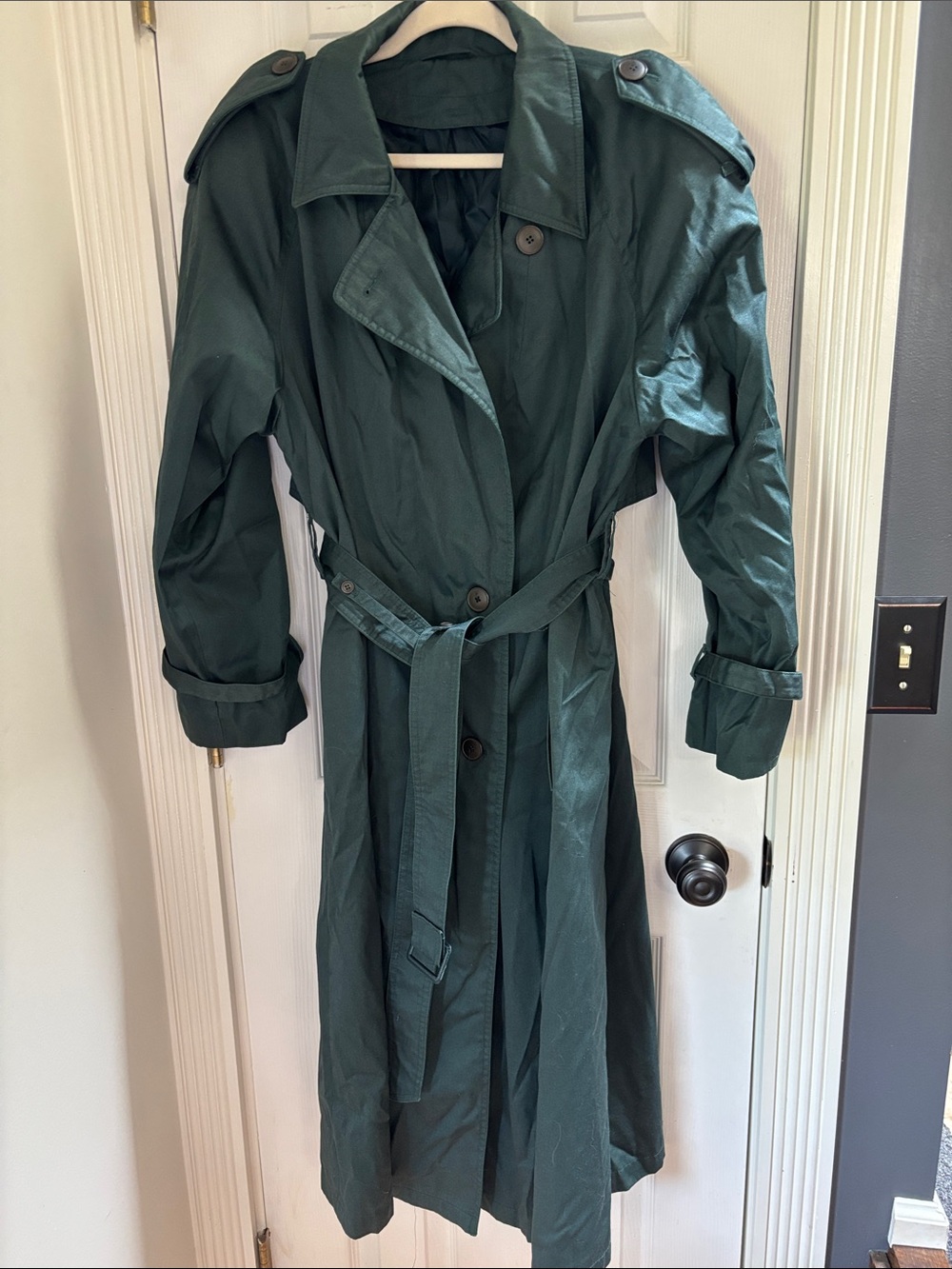 Vintage London Fig style Dark Green Trench Coat with Belt